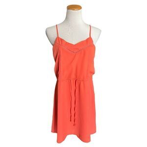 Womens Anthropologie Paper Crane Coral Sleeveless Dress - Sz L